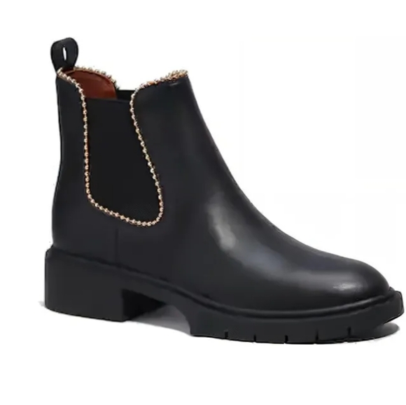NWB Coach Levy Signature Bootie Women’s Size 9 Black Leather With Studs - Picture 1 of 10
